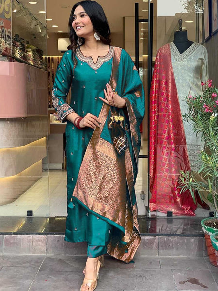 Pure Cotton Kurta Set With Zcard Dupatta
