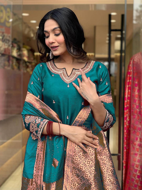 Pure Cotton Kurta Set With Zcard Dupatta