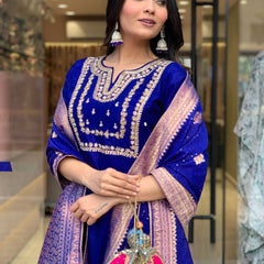 Pure Cotton Kurta Set With Zcard Dupatta