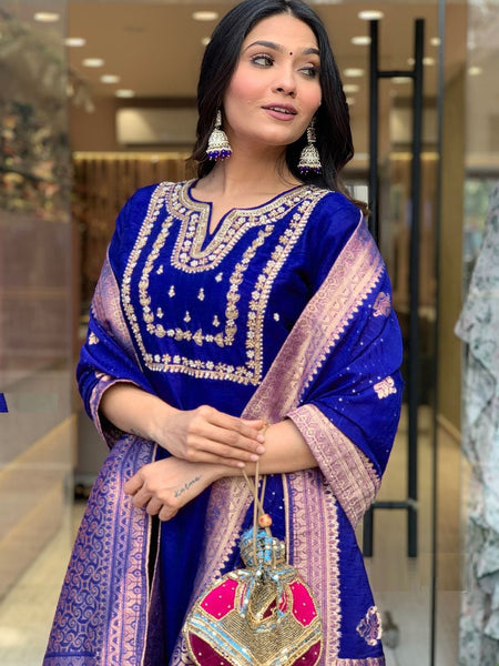 Pure Cotton Kurta Set With Zcard Dupatta