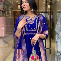 Pure Cotton Kurta Set With Zcard Dupatta