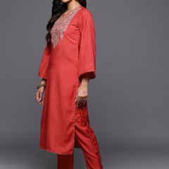 Women's Silk Blend Kurta With Pant & Nazmin Dupatta Set