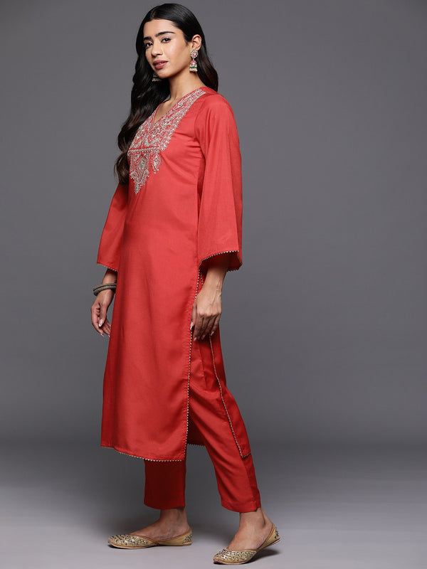 Women's Silk Blend Kurta With Pant & Nazmin Dupatta Set