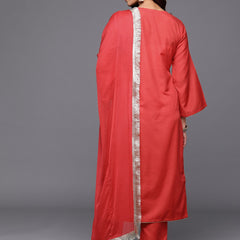 Women's Silk Blend Kurta With Pant & Nazmin Dupatta Set