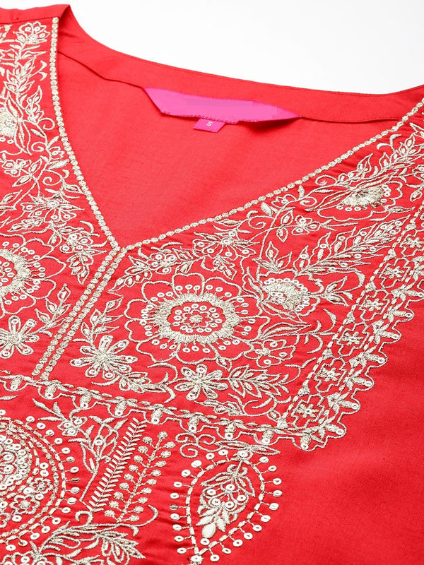 Women's Silk Blend Kurta With Pant & Nazmin Dupatta Set