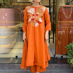 Chanderi Silk Embroidered Kurta Pant Set with Chanderi Dupatta