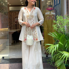 Silk Kurta Set With Silk Plazzo & Inner