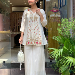 Silk Kurta Set With Silk Plazzo & Inner