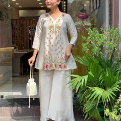 Silk Kurta Set With Silk Plazzo & Inner