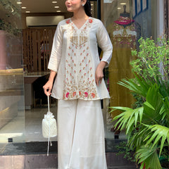 Silk Kurta Set With Silk Plazzo & Inner