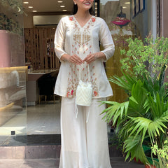 Silk Kurta Set With Silk Plazzo & Inner