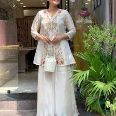 Silk Kurta Set With Silk Plazzo & Inner