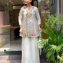 Silk Kurta Set With Silk Plazzo & Inner