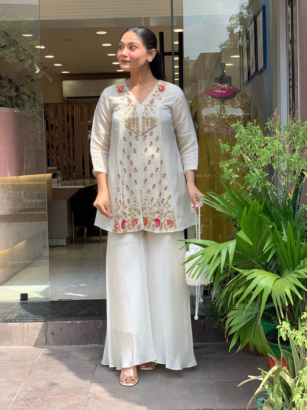 Silk Kurta Set With Silk Plazzo & Inner