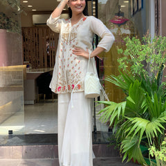 Silk Kurta Set With Silk Plazzo & Inner