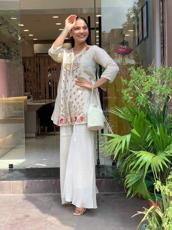 Silk Kurta Set With Silk Plazzo & Inner
