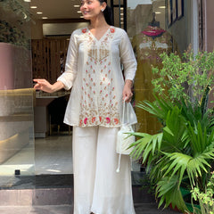 Silk Kurta Set With Silk Plazzo & Inner