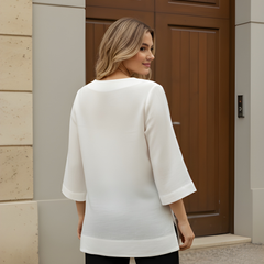 Women’s Classic White Cotton V-Neck Fancy Top