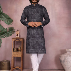 Men’s Cotton Sequence Work Kurta with Semi Cotton Chudidar