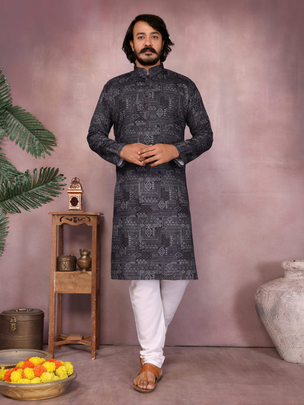 Men’s Cotton Sequence Work Kurta with Semi Cotton Chudidar
