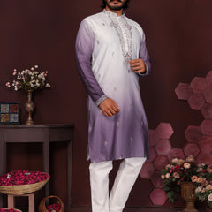 Men’s Premium Cotton Silk Embroidered Kurta with Raymond Cotton Pyjama