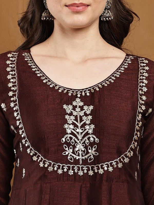 Vichitra Silk Kurta Pant Set With Vichitra Silk Dupatta