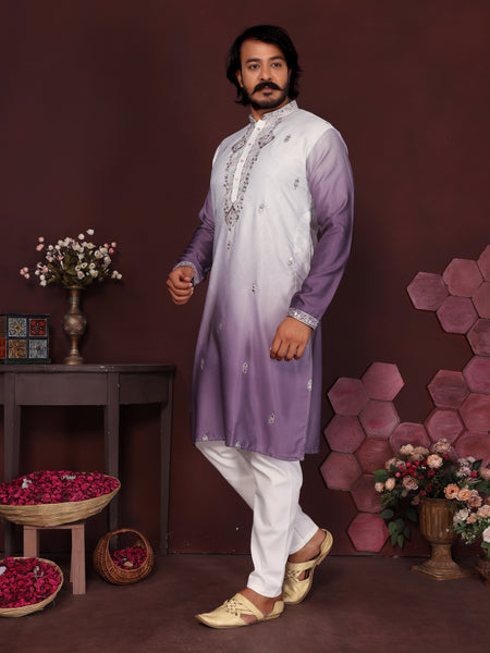 Men’s Premium Cotton Silk Embroidered Kurta with Raymond Cotton Pyjama