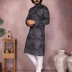 Men’s Cotton Sequence Work Kurta with Semi Cotton Chudidar