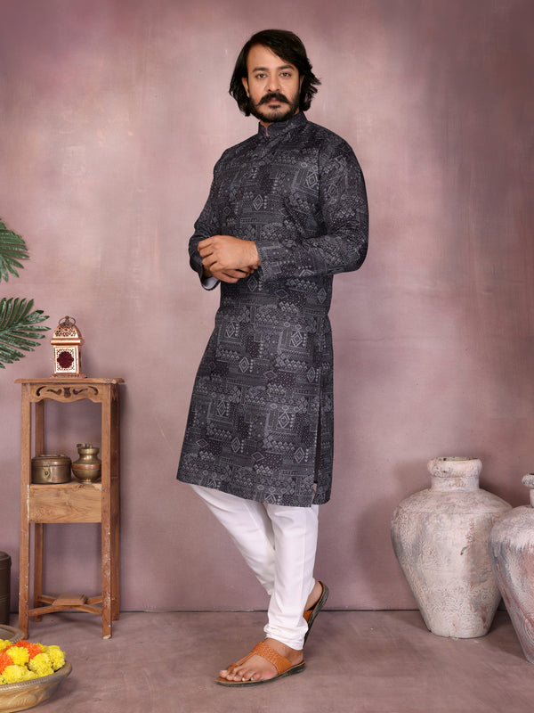 Men’s Cotton Sequence Work Kurta with Semi Cotton Chudidar
