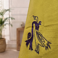 Women’s Mustard Yellow Embroidered Cotton-Silk Fancy Top