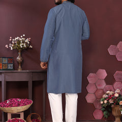 Men’s Premium Smart Silk Mirror Work Kurta with Raymond Cotton Pyjama