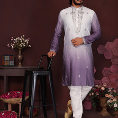 Men’s Premium Cotton Silk Embroidered Kurta with Raymond Cotton Pyjama