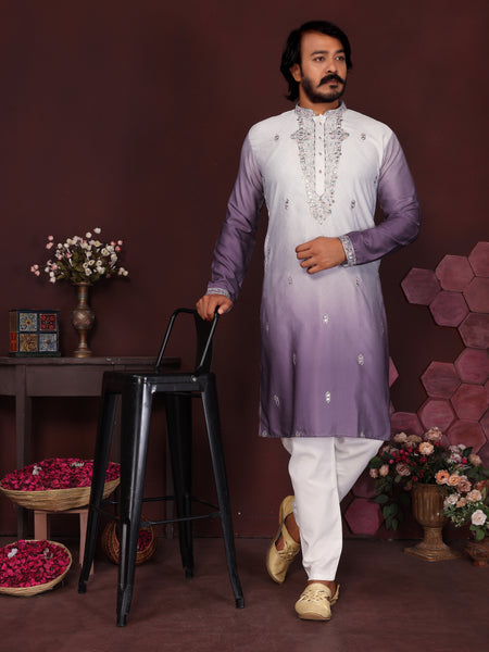 Men’s Premium Cotton Silk Embroidered Kurta with Raymond Cotton Pyjama