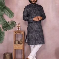 Men’s Cotton Sequence Work Kurta with Semi Cotton Chudidar