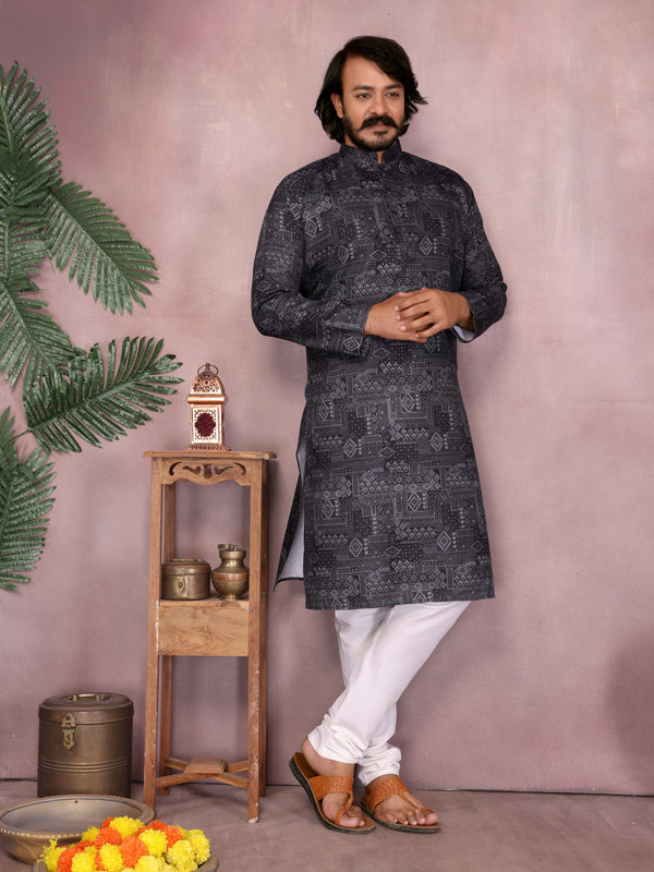 Men’s Cotton Sequence Work Kurta with Semi Cotton Chudidar