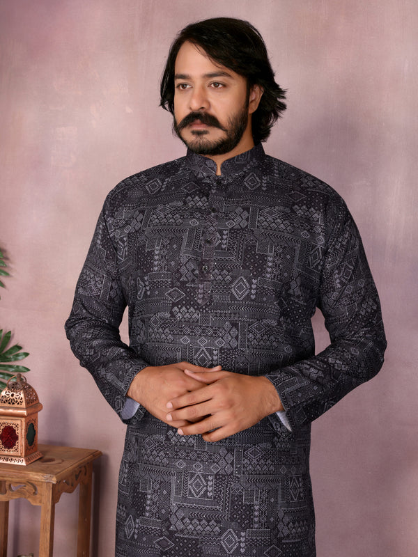 Men’s Cotton Sequence Work Kurta with Semi Cotton Chudidar