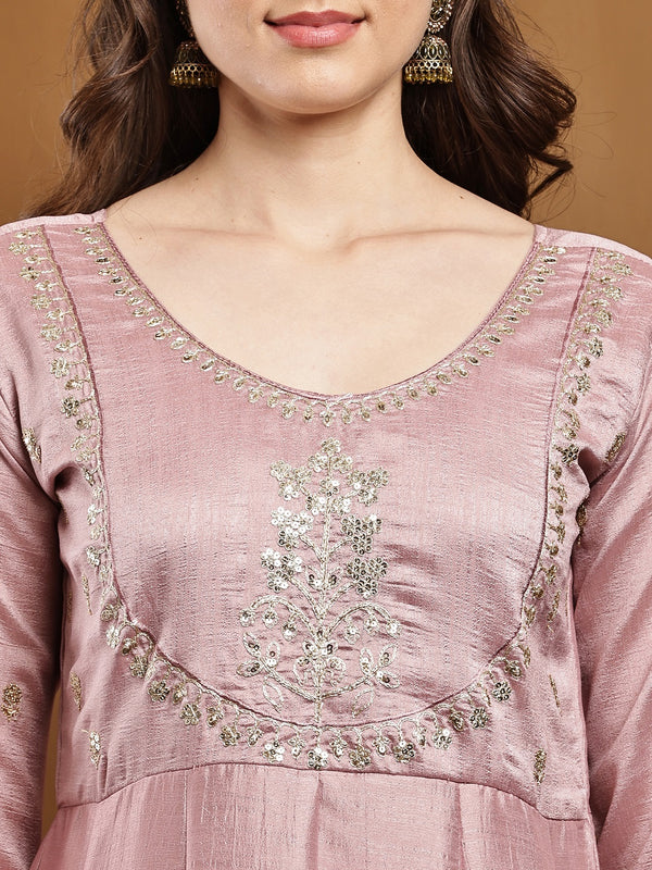 Vichitra Silk Kurta Pant Set With Vichitra Silk Dupatta