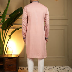 Men’s Viscose Silk Embroidered Kurta with Semi Cotton Chudidar