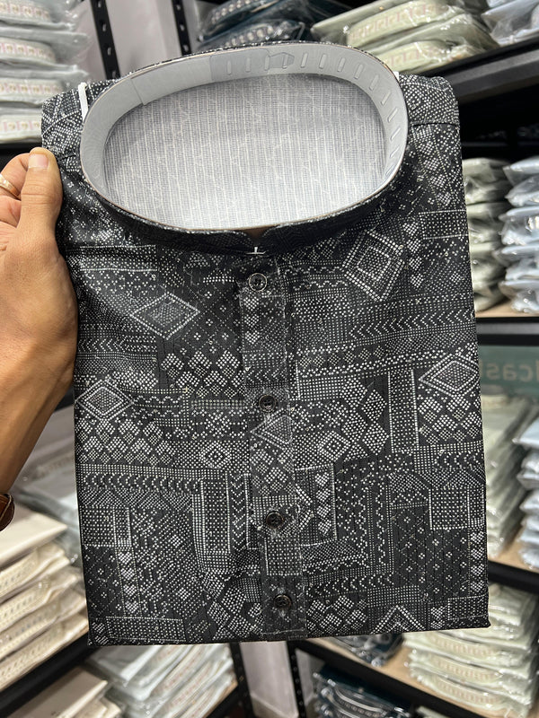 Men’s Cotton Sequence Work Kurta with Semi Cotton Chudidar