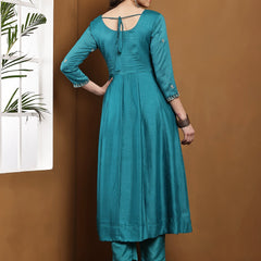 Vichitra Silk Kurta Pant Set With Vichitra Silk Dupatta