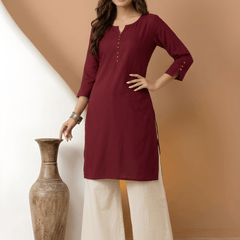 Casual Women’s Maroon Roman Silk Solid Tunic Top