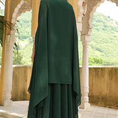 Women’s Georgette Anarkali Maxi Dress with Embroidered Cape