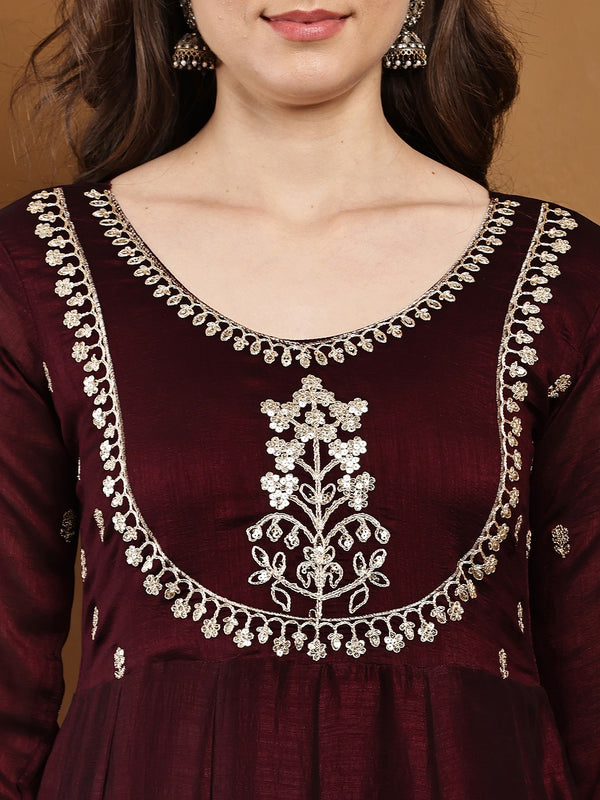 Vichitra Silk Kurta Pant Set With Vichitra Silk Dupatta
