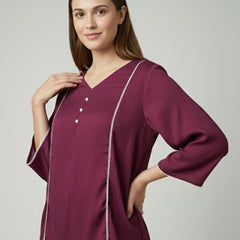 Women’s Fancy Purple Delta Silk Solid Top