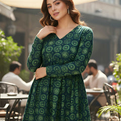 Casual Girls V-Neck Printed Tunic Top