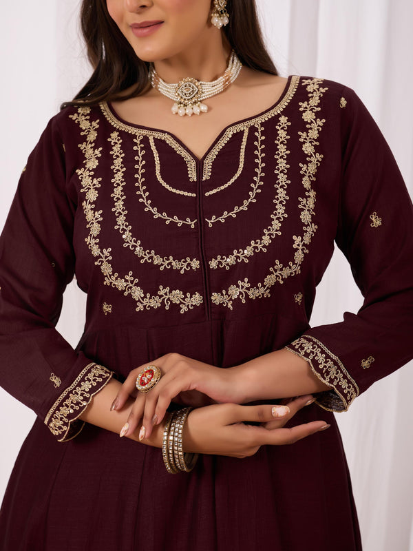Vichitra Silk Embroidered Kurta Pant with Dupatta Set