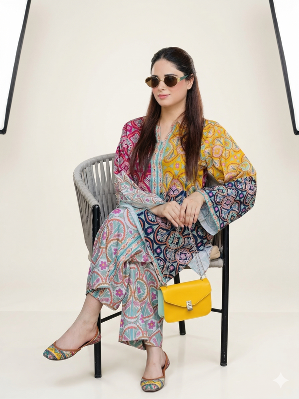 Women A-Line Rayon Co-ord Set with Digital Print