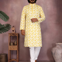 Men’s Heavy Cotton Printed Kurta Pyjama Set