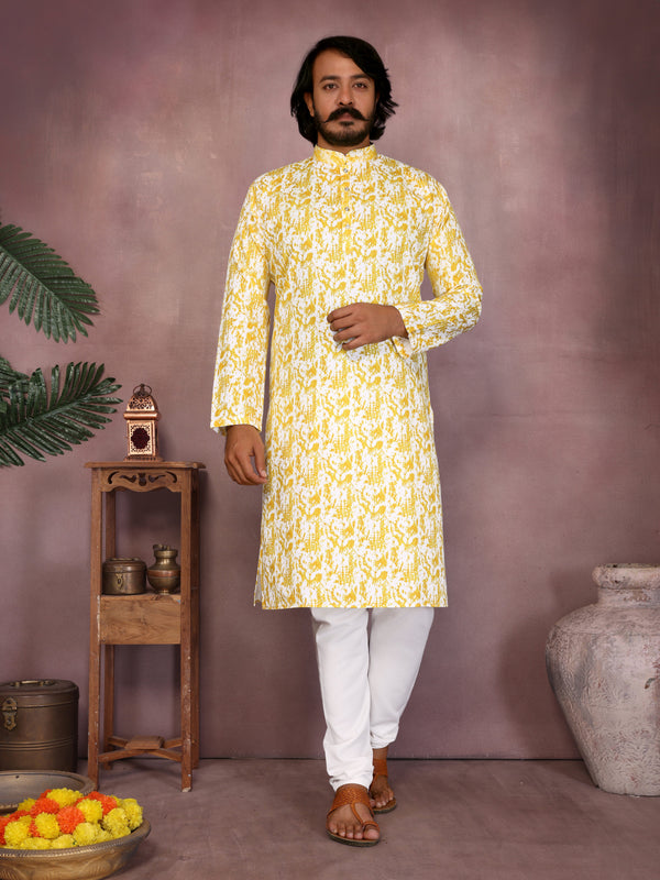 Men’s Heavy Cotton Printed Kurta Pyjama Set