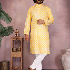 Men’s Cotton Sequence Work Kurta with Semi Cotton Chudidar